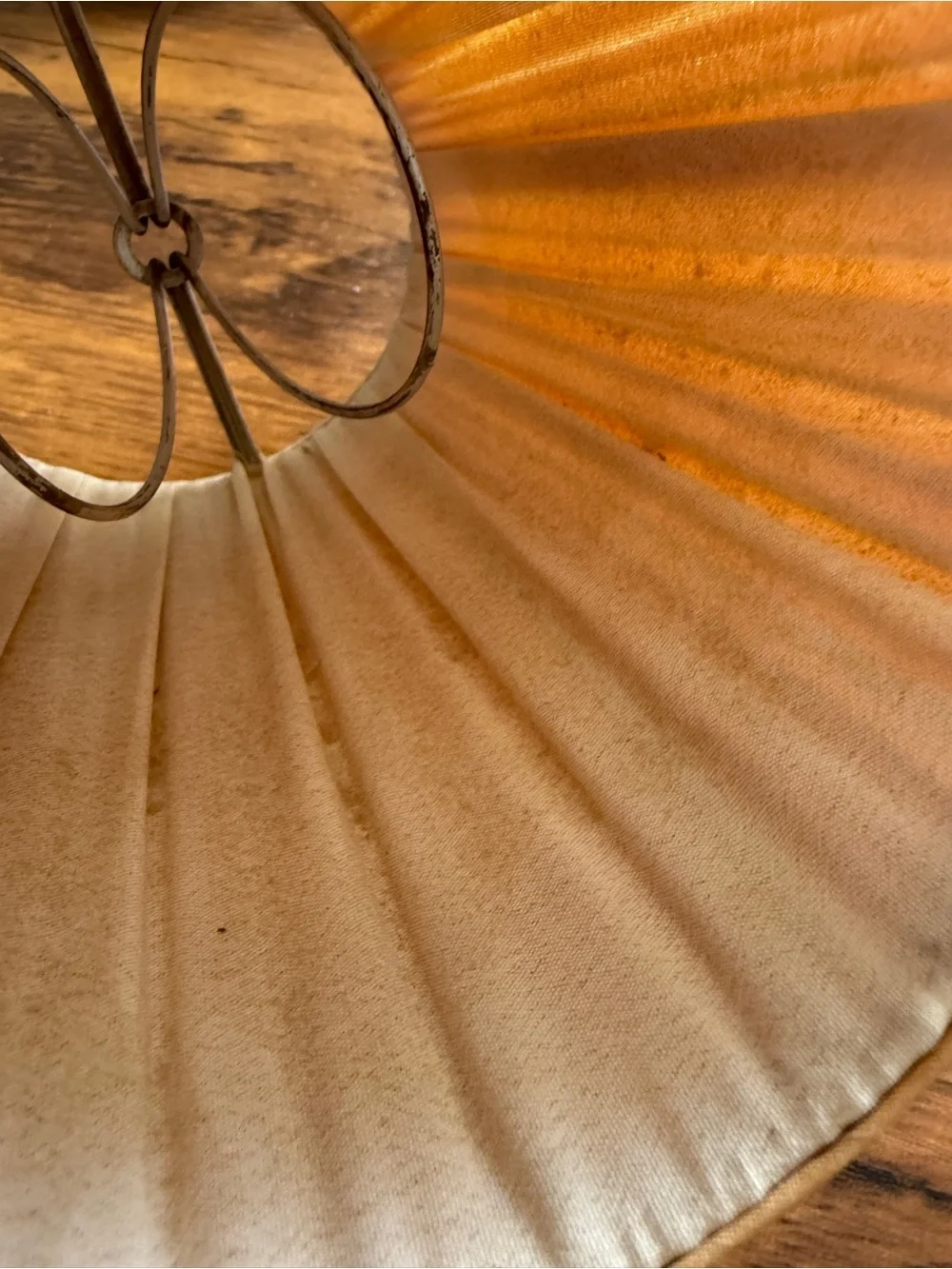 Orange Pleated Fabric Lamp Shade - Unbranded